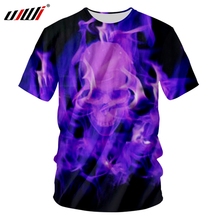 UJWI Man New 3D O Neck Tshirt Printed Purple Flame Skulls Tee Shirt Mens Trend Hip Hop T-shirt Large Size Unisex Street Clothing 2024 - buy cheap