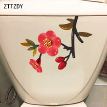 ZTTZDY 18.7*23.2CM Hand Drawn Hawthorn Flower Art Cartoon Toilet Sticker WC Decor Home Wall Decal T2-0055 2024 - buy cheap