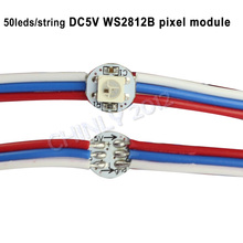 Модуль WS2812B pixel, 50 светодиодов, Предварительно Проводные светодиоды, светодиодный чип и теплоотвод, провод 10 см RGB, 5 в пост. Тока, WS2812 2024 - купить недорого
