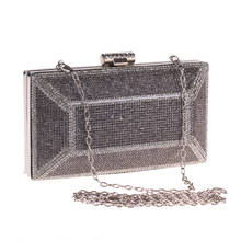 2018 New Metal Frame Women Evening Clutch Crystal Party Wedding Flap Handbag Solid Color Crossbody Shoulder Bag Metal Chain Hasp 2024 - buy cheap