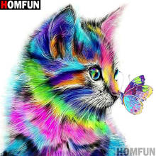 HOMFUN Full Square/Round Drill 5D DIY Diamond Painting "Cat butterfly" 3D Embroidery Cross Stitch 5D Home Decor Gift A13636 2024 - buy cheap