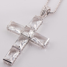 Colgante de Cruz de circonio de cristal blanco, joyería de moda de Plata de Ley 925, TE427 2024 - compra barato