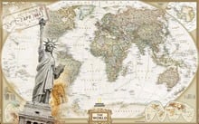 Papel tapiz 3d de mapa del mundo retro europeo, tapiz moderno para murales para salón, mural 3d, decoración del hogar 2024 - compra barato