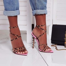 sexy woman summer zebra print pointed open toe hollow strap high heel sandal 2024 - buy cheap