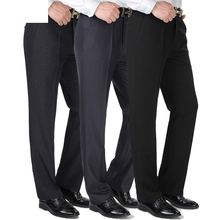 Calça social masculina de outono e inverno, cintura reta, calça social para homens, estilo meia-estação solta 2024 - compre barato