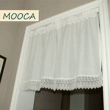 Floral white and beige lace curtain burnout curtain short kitchen curtain 2024 - buy cheap