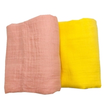 Rosa & amarelo cor sólida impressão ativa muito macio 70% fibra de bambu 30% algodão musselina cobertor do bebê cobertores swaddle para recém-nascido 2024 - compre barato