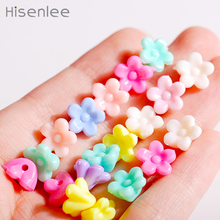 100pcs/lot 10.5mm Light color Mixed color Flowers Acrylic Charm beads For Bracelets & Earrings Necklace Jewelry Accessories 2024 - buy cheap