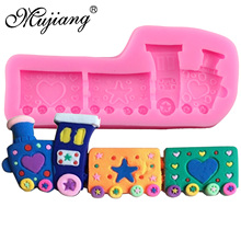 Mujiang Baby Toy Cartoon Train Silicone Molds Party Fondant Cake Decorating Tools Candy Clay Chocolate Gumpaste Moulds 2024 - buy cheap
