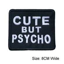 CUTE BUT  PSYCHO embroidery patch 8cm wide /black patch/decoration for clothing/iron on backing 2024 - buy cheap