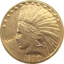 24-K gold plated 1910 $10 GOLD Indian Half Eagle Coin Copy Free shipping 2024 - buy cheap