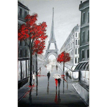 Pintura em mosaico com estampa de diamante, paris e vermelho, bordo, kit de bordado decorativo 2024 - compre barato