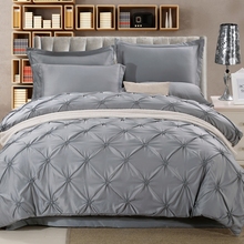 Wongs Bedding Luxury Silk Bedding Sets Grey Solid Satin Sheets Bed Linen Cotton Duvet Cover Bedsheet 4PCS Queen King Size 2024 - buy cheap