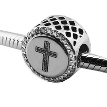 Genuine 925 Sterling Silver Faith Cross Charms Beads Fits Pandora Bracelets for Women DIY Jewelry Making kralen berloques F624 2024 - buy cheap