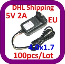 DHL Free Shipping 100pcs/lot Wholesale Cheap 5V 2A EU plug 4.0*1.7mm AC Power DC adapter for DVD player Tablet PC 2024 - buy cheap