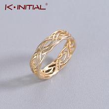 Kinitial-anel feminino dourado e estéreo, anel envoltório de articulações, joia da moda, para mulheres 2024 - compre barato