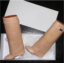 Moraima-Botas de montar hasta la rodilla para mujer, zapatos de cuña con punta puntiaguda y aumento de altura, talla grande, Snc, gran oferta 2024 - compra barato