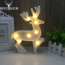 Lovely 3D Led Night Lamp Christmas Decoration Elk Deer Marquee Led Night Lights Warm White Luminaria Led Table Desk Wall Light 2024 - buy cheap