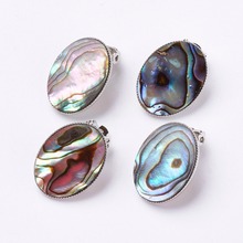 Brass Clip-on Earrings with Natural Abalone/Paua Oval Shell,Mixed Color, 21x16x11mm; Natural Round Pearl about 9mm, White, 20mm 2024 - buy cheap