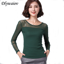 Sexy Mesh Long Sleeve Female Shirts Tops Slim Elastic Women Blouse O Neck Bottoming Solid Modis Femme Shirt 2021 Spring New 2024 - buy cheap