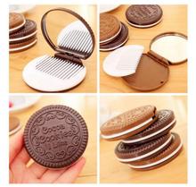 Espejo compacto para galletas y Chocolate, Mini bolsillo con peine 2024 - compra barato
