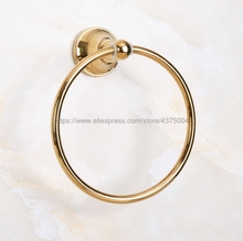 Gold Brass Round Style Wall-Mounted Towels Ring Holder Hanger Bathroom Towel Bar Nba883 2024 - buy cheap