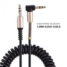 VBESTLIFE аудио кабели 3,5 мм штекер-штекер Aux-кабель L-образный 1,8 м выдвижной шнур для автомобиля аудио наушники Универсальный пружинный кабель 2024 - купить недорого