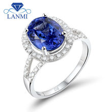 Simple Design Oval Shape 14K White Gold Natural Tanzanite Diamond Wedding Ring Gemstone Jewelry for Party WR0001 2024 - buy cheap