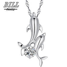 N2096 Pendant Clavicle Necklaces Cute Double Dolphin Rhinestone Short-chain Necklace Women Fashion Jewelry Collies Wholesale 2024 - buy cheap
