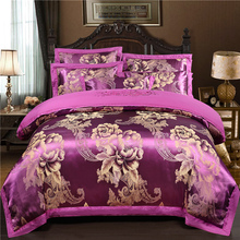 2018 new Satin Jacquard Luxury  Bedding Set Soft Bedclothes Duvet/Quilt Cover Bed Linen sheet set 4 Pieces Bedding Sets 2024 - buy cheap