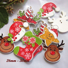 144pcs Mixed Shapes Christmas decorative buttons for scrapbook craft Christmas New Year wood Decorative material supplies 2024 - buy cheap