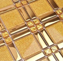golden color strip stailess steel mixed square glass & diamond bathroom shower wall mosaic tiles black kitchen backsplash tiles 2024 - buy cheap