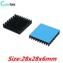 10pcs  Aluminum Heatsink 28x28x6mm Radiator Cooling Heat Sink For Electronic Chip IC LED With Thermal Conductive Tape 2024 - buy cheap