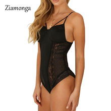 Ziamonga Sexy Summer Bodysuit Women 2018 Mesh V-Neck Romper Strap Bodycon Body Feminino Overall Rompers Female Combinaison Femme 2024 - buy cheap