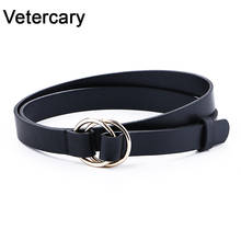 New Double Ring Round circle Buckle gold Ladies PU Leather Belt thin Fashion Wild Personality Knotted Decorative Belts For Women 2024 - buy cheap