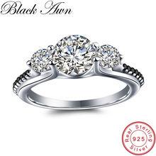 [Awn preto] anel de casamento 3.3g 925, joia fina de prata esterlina para mulheres, bijuteria para mulheres, bague c340 2024 - compre barato