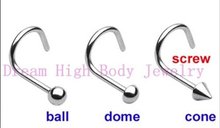 Screw Nose Ring Stud Piercing Fancy Body Jewelry 200PCS/LOT Ball Free Shipping 316l Stainless Steel 2024 - buy cheap