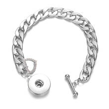 10pcs Wholesale High Quality Stainless Steel Round Chain Link Snap Bracelet Jewelry 18mm Snap Button Toggle clasp VN-682*10 2024 - buy cheap