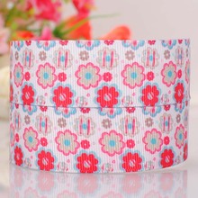 50yards 1 " 25 mm red flower pattern printed cartoon DIY handmade hairbow grosgrain ribbon free shipping 2024 - buy cheap