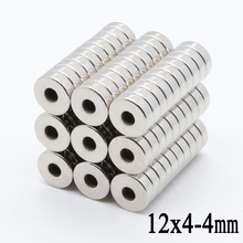 100pcs 12x4 Hole 4mm Strong Ring Round Magnets 12*4 size 12x4mmEarth Neodymium Circular Permanent countersunk Magnet 12x4mm 2024 - buy cheap