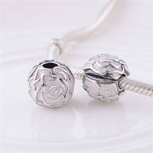 KT081-N Enamel Rose Silver Clip Charm Beads Authentic 925 Sterling Silver Fits European Style Charm Bracelets & Bangles 2024 - buy cheap