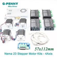4Axis CNC stepper motor control kits name23 stepping motor + Driver 24-50VDC + Power supply switch 500w 36v+5axis breakout board 2024 - buy cheap
