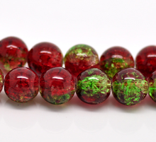 DoreenBeads Red & Green Crackle De Vidro Redonda Contas Loose 10mm de Diâmetro. 80 centímetros, vendidos por lote de 2 fios (B16803), yiwu 2024 - compre barato