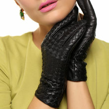 Women's Genuine Leather Gloves Female Handmade Woven Elegant Sheepskin Gloves Fashion Trend Nylon Lined L118NN-1 2024 - buy cheap