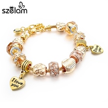 Szelam Luxury Gold Beads Bracelet For Women Bracelet Heart Charms Handmade Pulseiras love Heart Braceletes Adjustable SBR150336 2024 - buy cheap