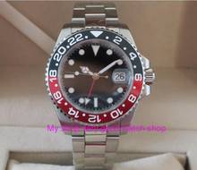 40MM PARNIS GMT Automatic Self-Wind movement Red&black  bezel Sapphire Crystal luminous men's watch  gn01 2024 - buy cheap