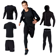 Hamek Men's Sports Suit Running Set Basketball Trainning Fitness GYM Workout Tights Compression Shirt Leggings Reflective Jacket 2024 - buy cheap