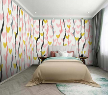 Decorative wallpaper Pink heart stripe background wall 2024 - buy cheap