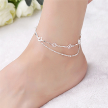 Summer Beach Ankles Foot Bracelet New Fashion Flower Foot Jewelry For Women 925 Sterling Silver Chain Link Anklet SB165 2024 - buy cheap