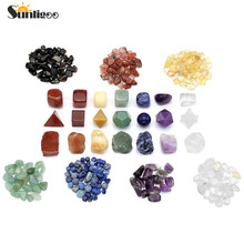 Sunligoo 7 Chakra Raw Stones+7 Chakra Tumbled Irregular Natural Stones+7 Chakra Crystal Plantonic Solids Geometry Healing Stones 2024 - buy cheap